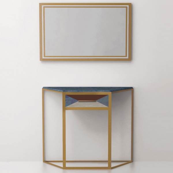 Console table with one drawer CA01 (brass, stainless steel)