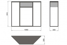 Drawing of a metal console table with one drawer (CA 01)